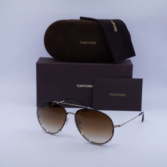 Tom Ford Dickon FT0527 28F Aviator Sunglasses - Gold/Brown - Picture 5 of 9